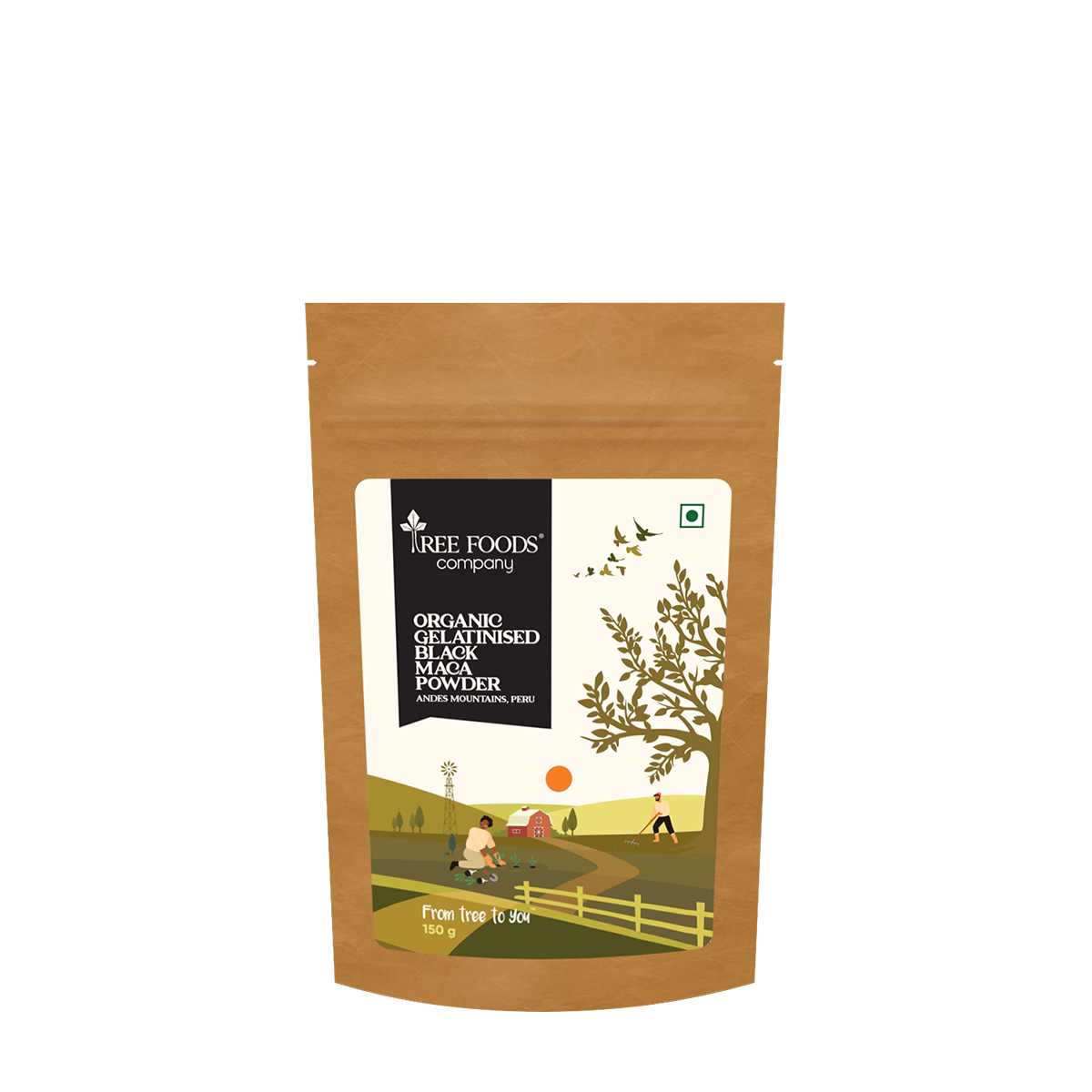 Tree Foods Company | Organic Peruvian Black Maca Powder Gelatinised, 150g