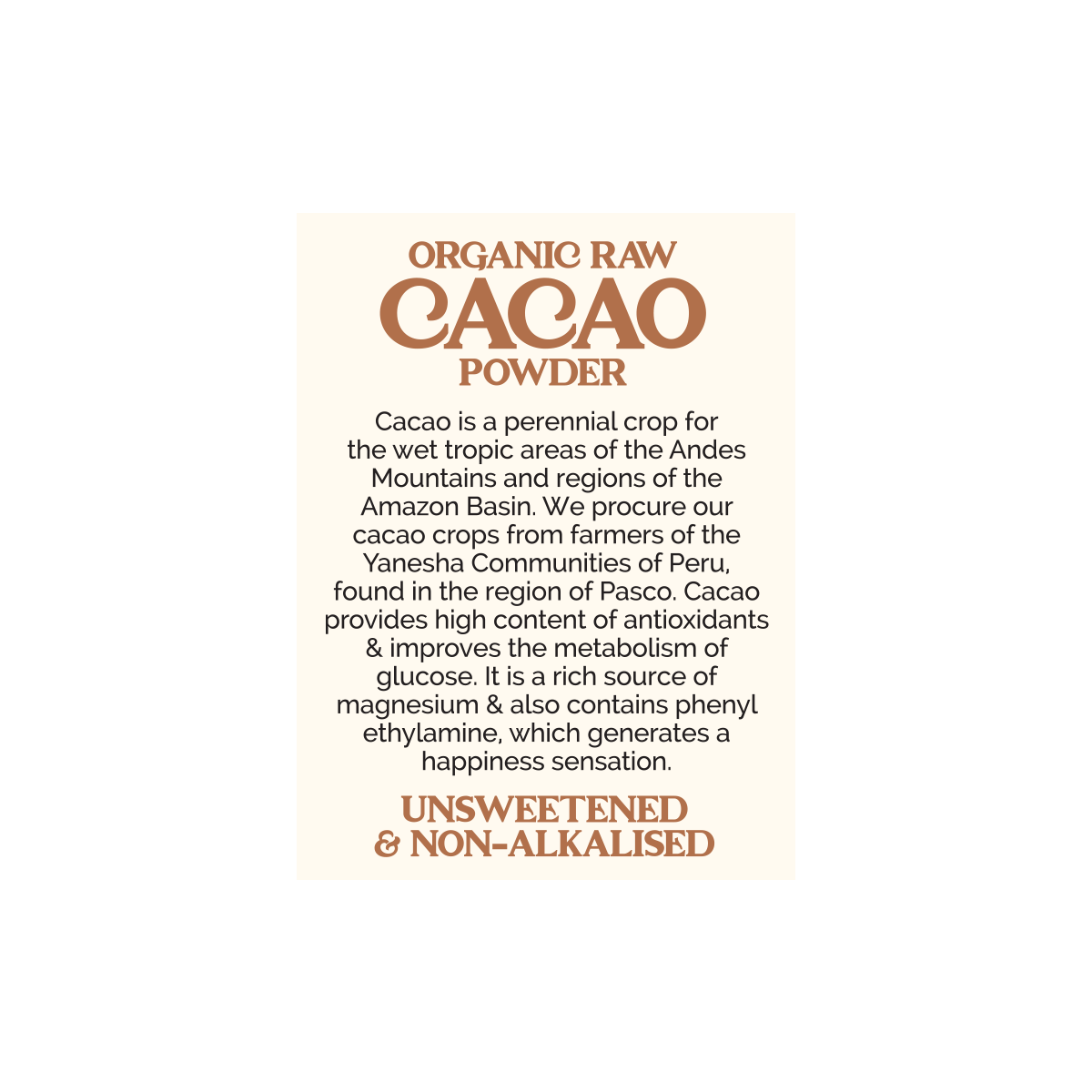 Tree Foods Company | Organic Peruvian Raw Cacao Powder