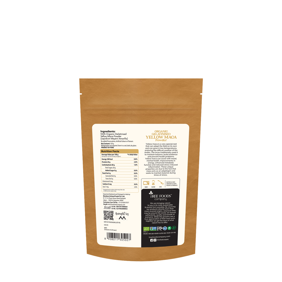 Tree Foods Company | Organic Peruvian Maca Powder Gelatinised, 150g